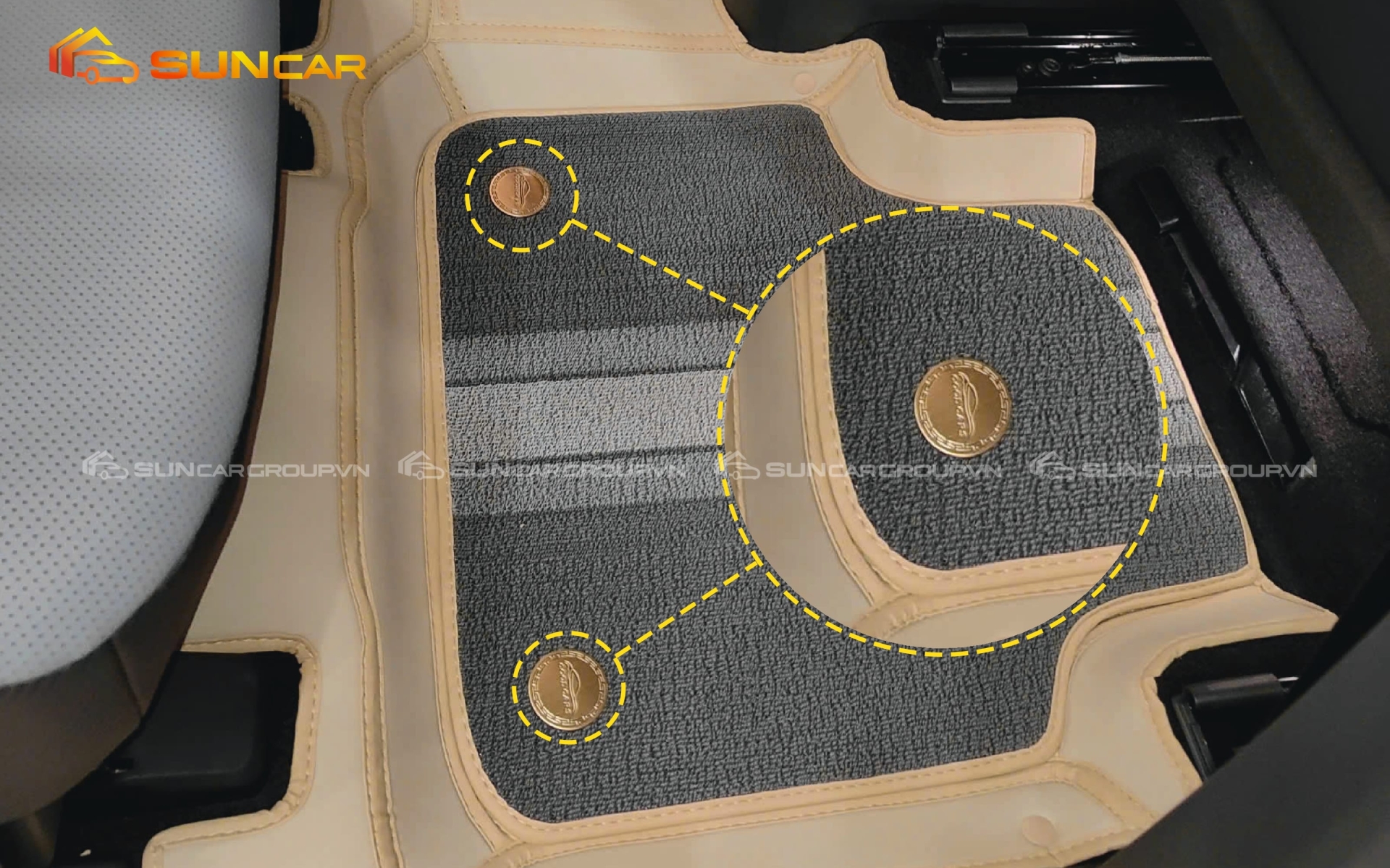 Chốt khóa thảm rối với thảm da